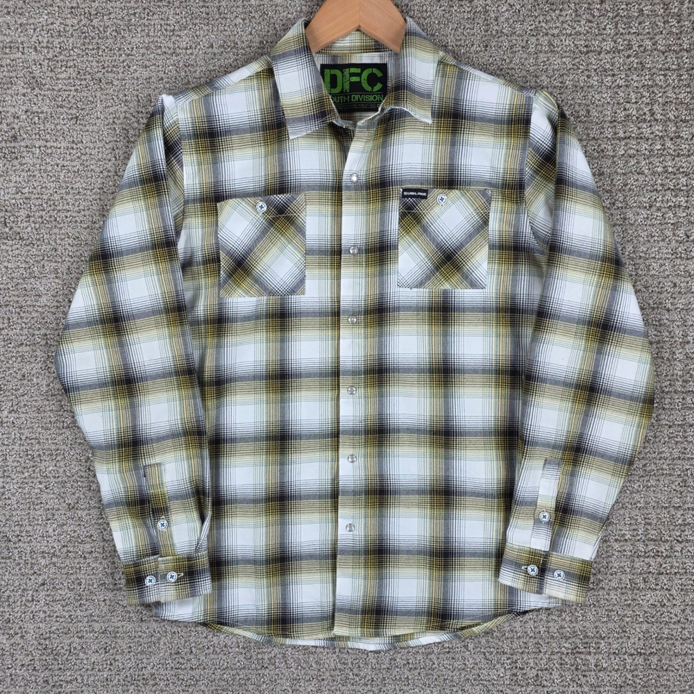 Dixxon Flannel Co DFC Youth Division Sublime Plaid Flannel Shirt Kids XL Yellow